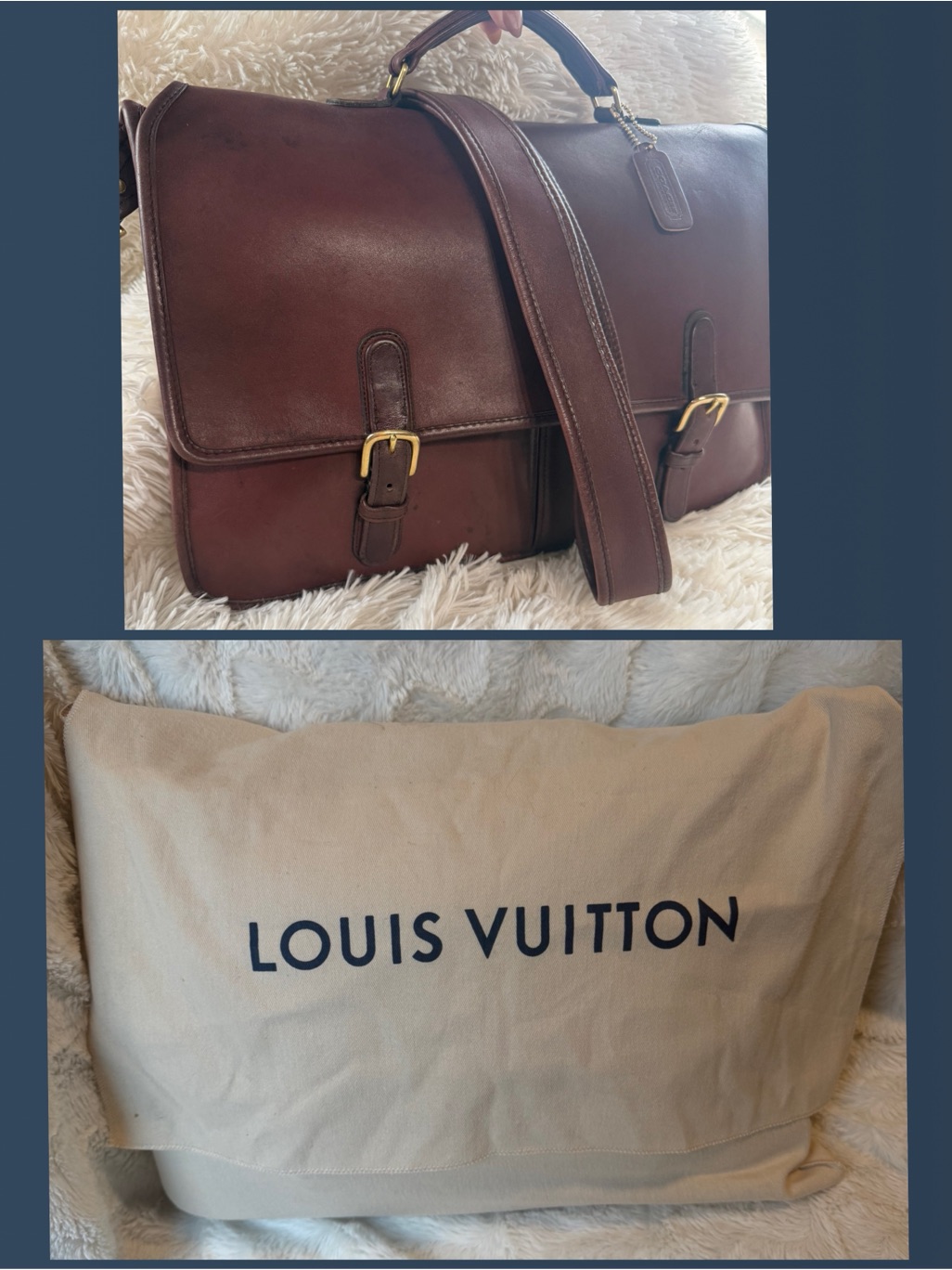 Coach Vintage Brown Leather Briefcase Messenger Wall St. Style W/Lv Dust Bag
